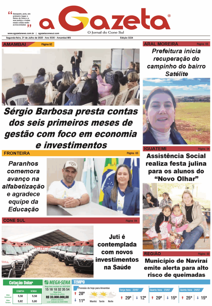 Jornal A Gazeta – Edição de 21 de julho de 2025
