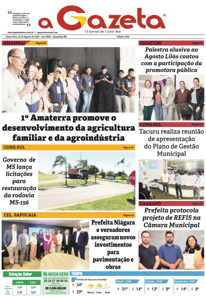 Jornal A Gazeta – Edição de 22 de agosto de 2025