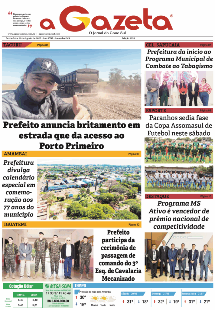 Jornal A Gazeta – Edição de 29 de agosto de 2025