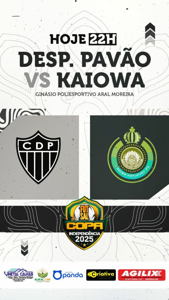 Vice-campeão da Copa Cidade em Amambai, Desportivo Pavão estreia hoje na Copa Independência de Futsal em Aral Moreira Vice-campeão da Copa Cidade em Amambai, Desportivo Pavão estreia hoje na Copa Independência de Futsal em Aral Moreira