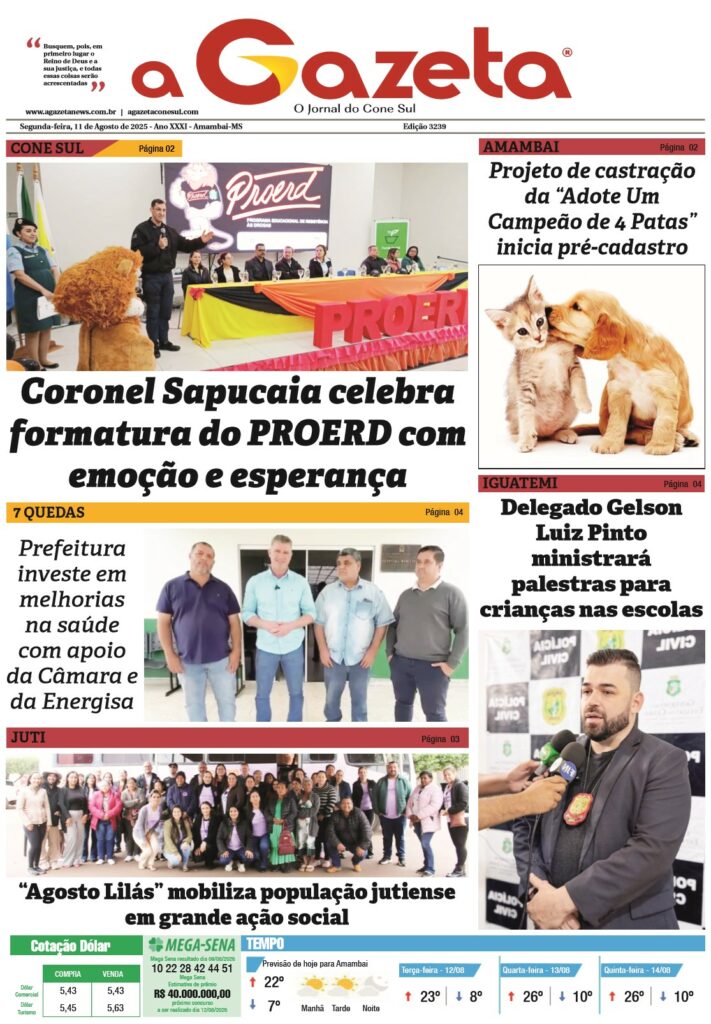 Jornal A Gazeta – Edição de 11 de agosto de 2025