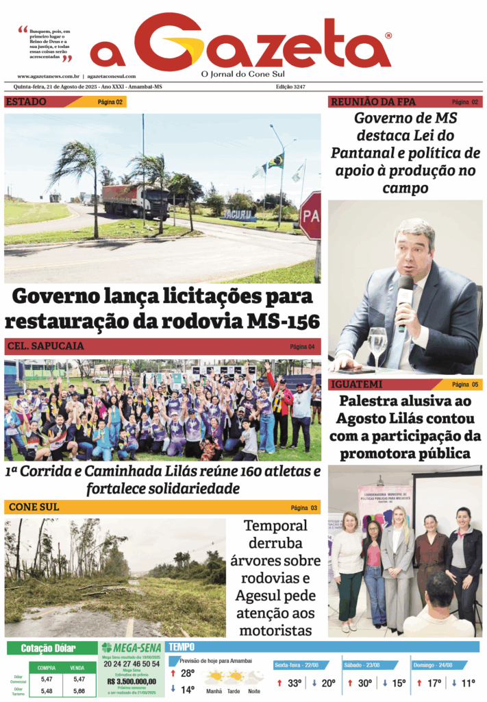 Jornal A Gazeta – Edição de 21 de agosto de 2025
