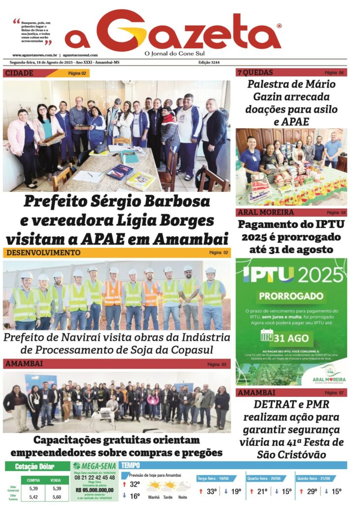 Jornal A Gazeta – Edição de 18 de agosto de 2025