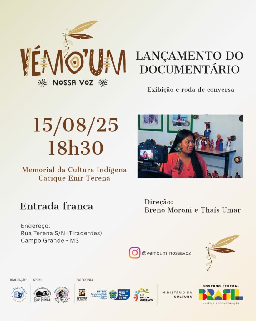 Documentário indígena "Vémo’Um – Nossa Voz" será lançado na Aldeia Marçal de Souza na sexta