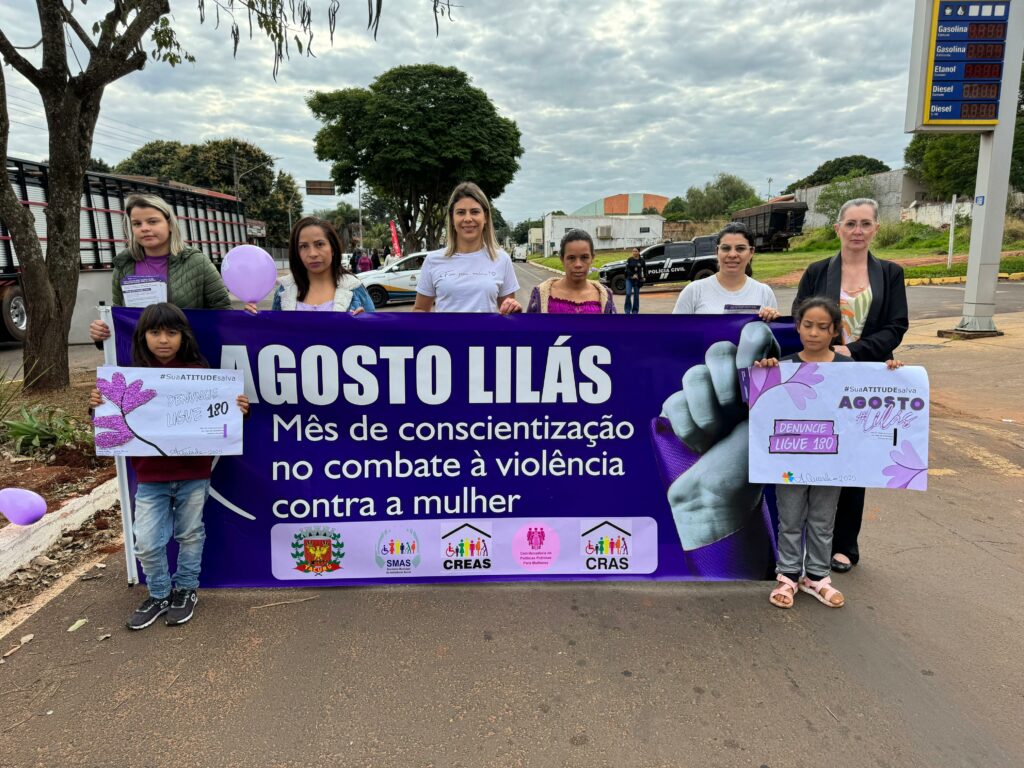 Caminhada do Agosto Lilás mobiliza comunidade em Tacuru pelo fim da violência contra a mulher
