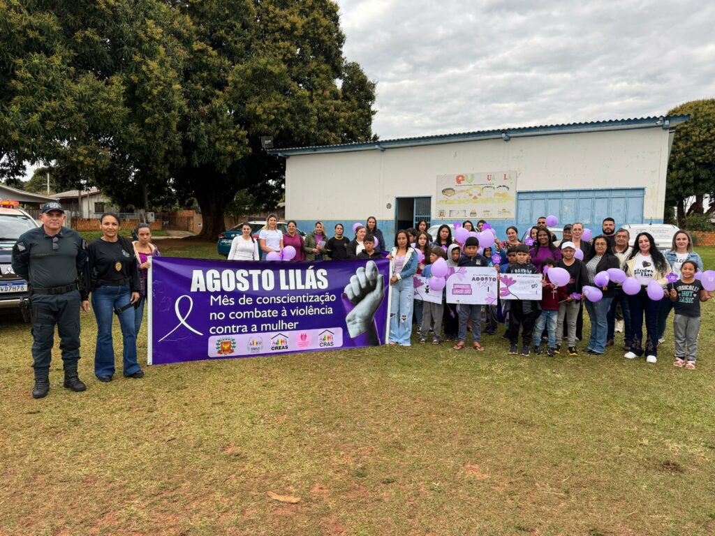 Caminhada do Agosto Lilás mobiliza comunidade em Tacuru pelo fim da violência contra a mulher