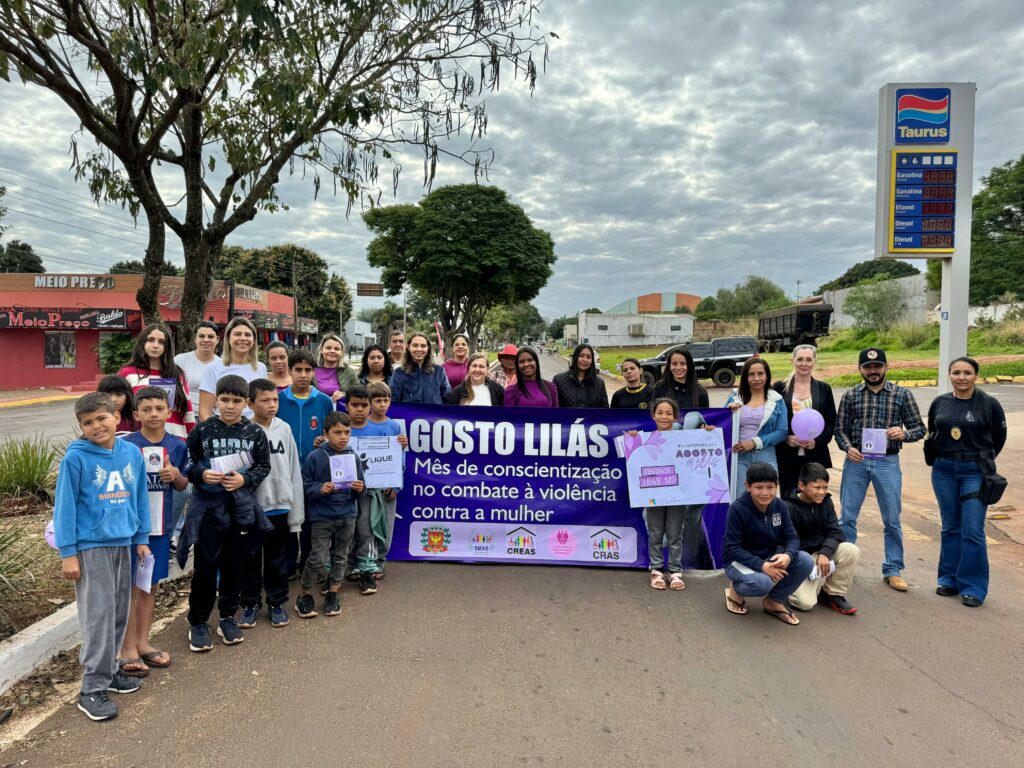 Caminhada do Agosto Lilás mobiliza comunidade em Tacuru pelo fim da violência contra a mulher