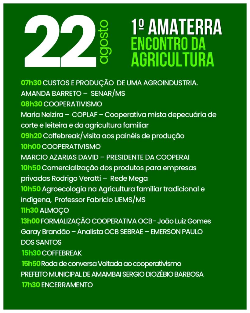 1º Amaterra promove encontro da agricultura em Amambai nos dias 21 e 22 de agosto