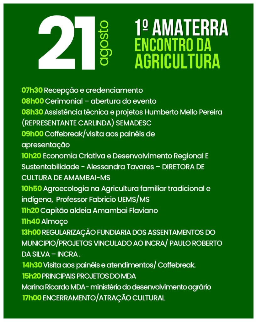 1º Amaterra promove encontro da agricultura em Amambai nos dias 21 e 22 de agosto