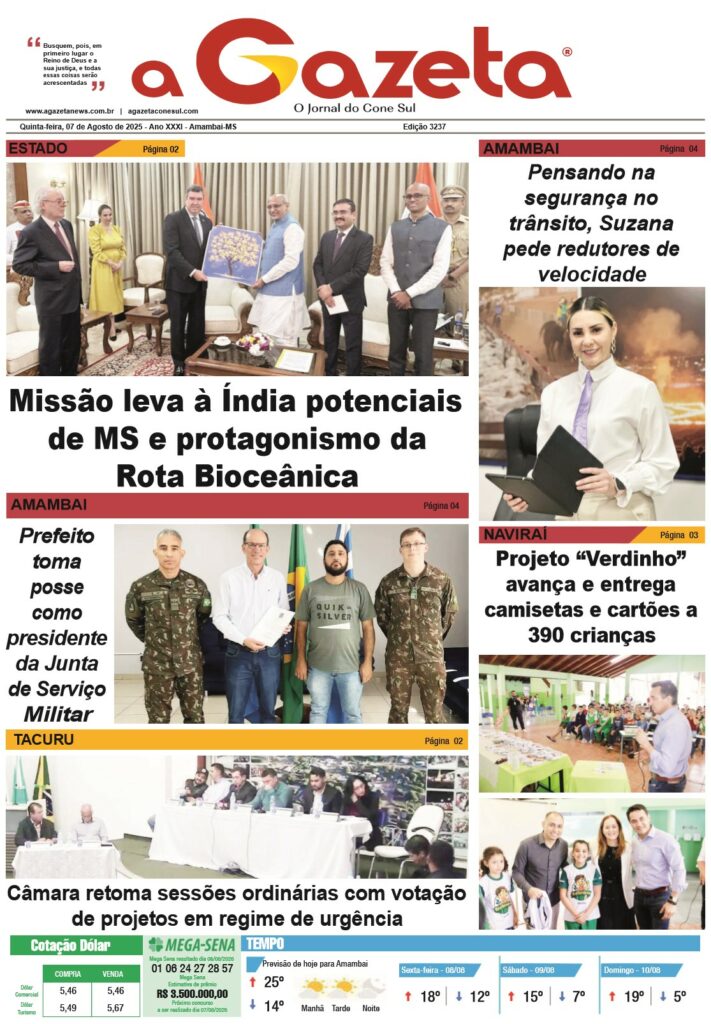 Jornal A Gazeta – Edição de 07 de agosto de 2025