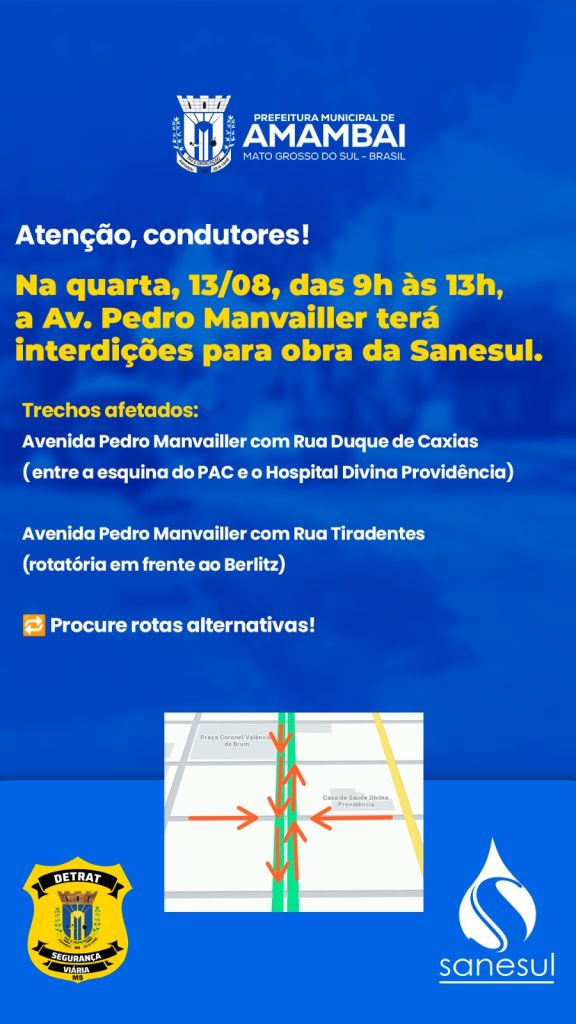 Atenção, condutores! Avenida Pedro Manvailler terá interdições nesta quarta-feira (13)
