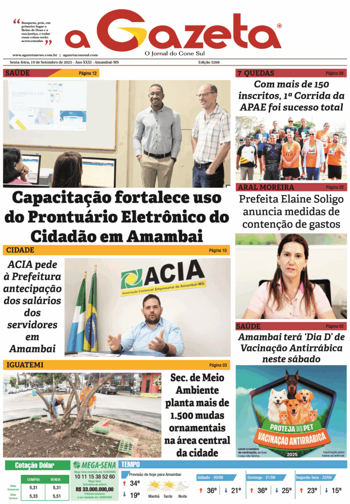 Jornal A Gazeta – Edição de 19 de setembro de 2025