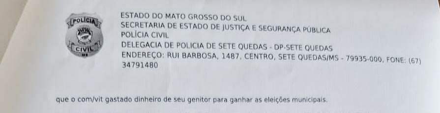 Vereador de Sete Quedas registra ocorrência após sofrer injuria, calunia e difamação em grupo de WhatsApp