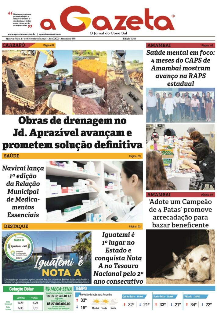 Jornal A Gazeta – Edição de 17 de setembro de 2025