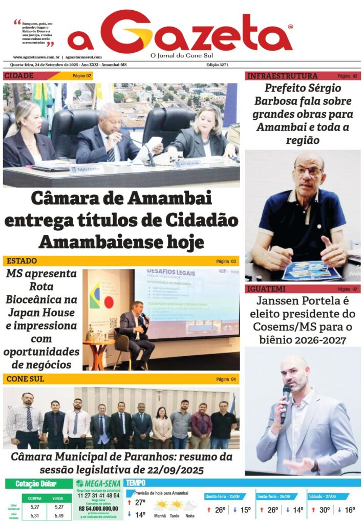 Jornal A Gazeta – Edição de 24 de setembro de 2025