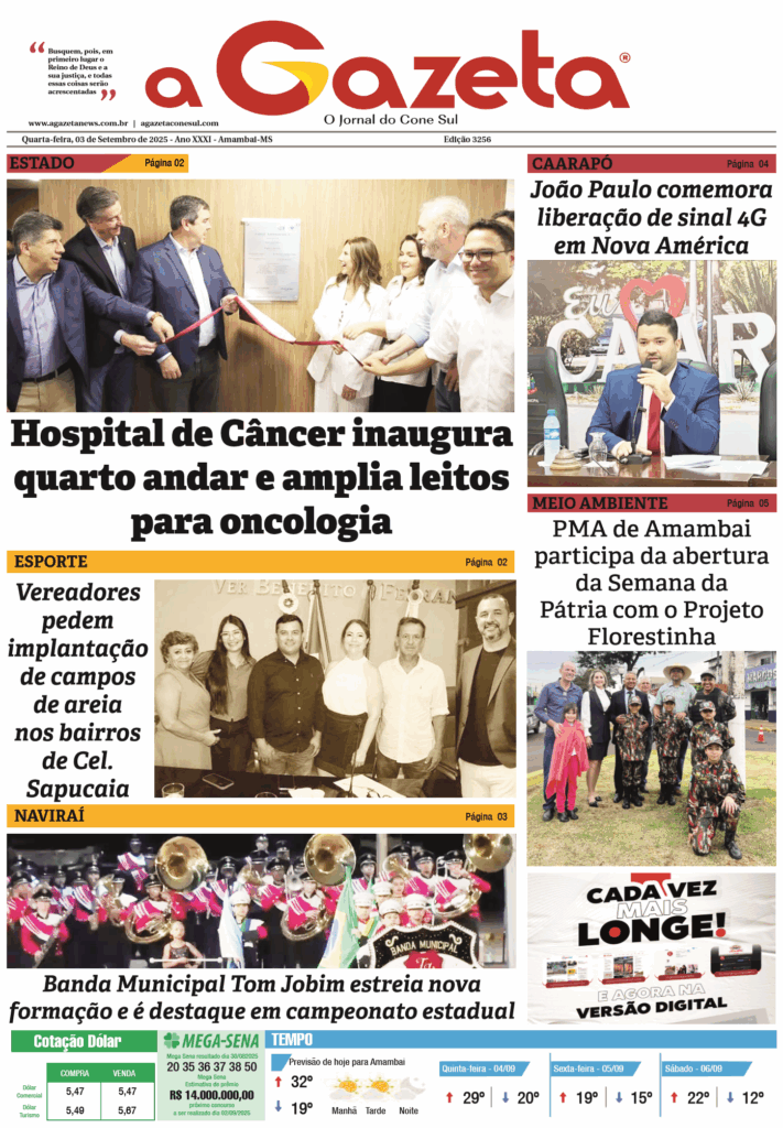Jornal A Gazeta – Edição de 03 de setembro de 2025