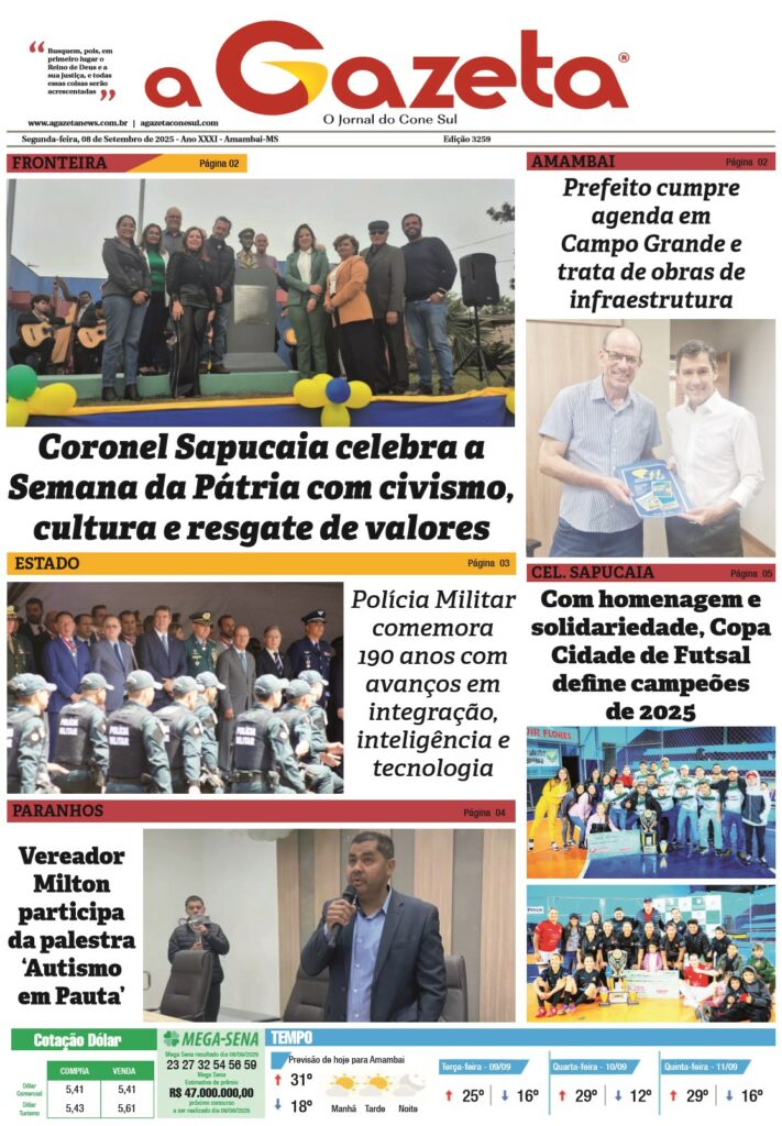 Jornal A Gazeta – Edição de 08 de setembro de 2025