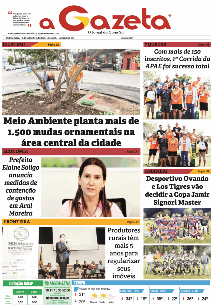 Jornal A Gazeta – Edição de 18 de setembro de 2025