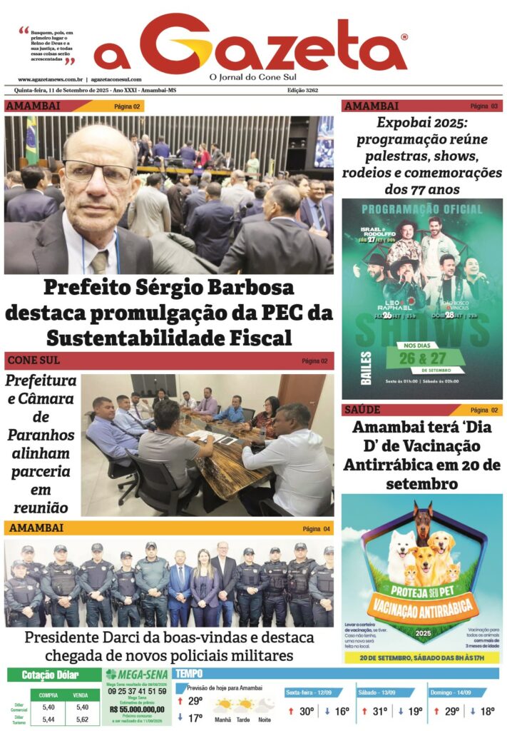Jornal A Gazeta – Edição de 11 de setembro de 2025