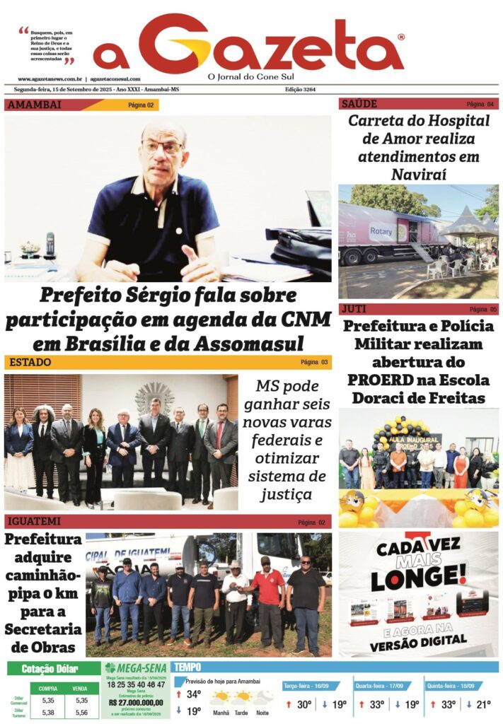 Jornal A Gazeta – Edição de 15 de setembro de 2025