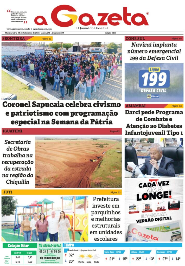 Jornal A Gazeta – Edição de 04 de setembro de 2025