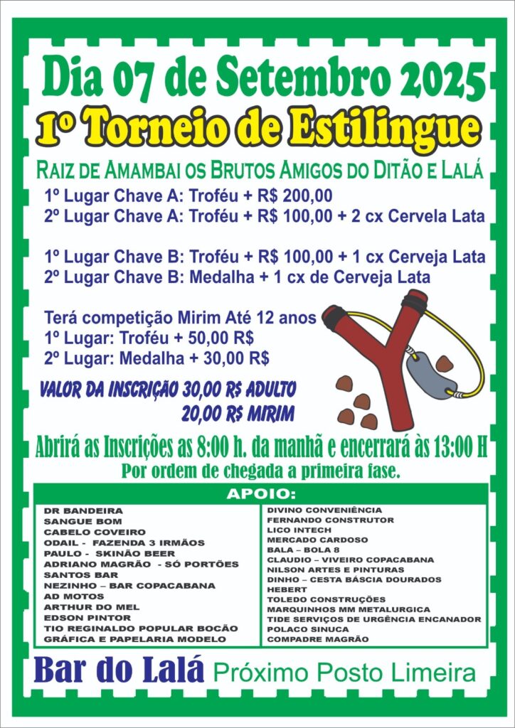 1º Torneio de Estilingue será realizado neste domingo (7) em Amambai