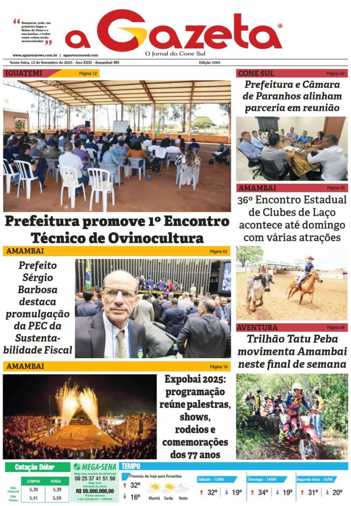 Jornal A Gazeta – Edição de 12 de setembro de 2025