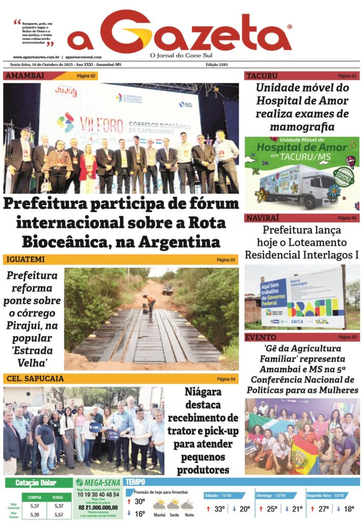 Jornal A Gazeta – Edição de 10 de outubro de 2025