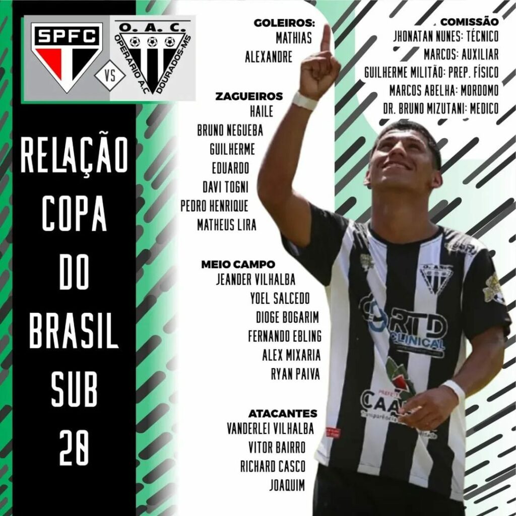 Com três jogadores de Paranhos no elenco, time de Caarapó enfrenta o São Paulo pela Copa do Brasil Sub-20 Com três jogadores de Paranhos no elenco, time de Caarapó enfrenta o São Paulo pela Copa do Brasil Sub-20