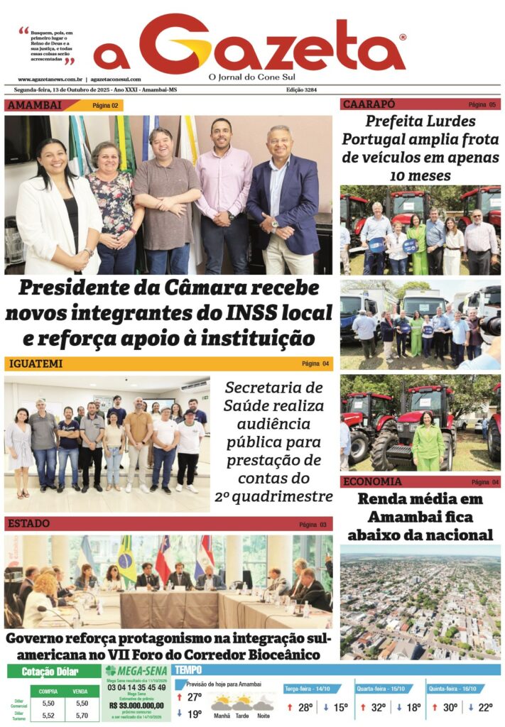 Jornal A Gazeta – Edição de 13 de outubro de 2025