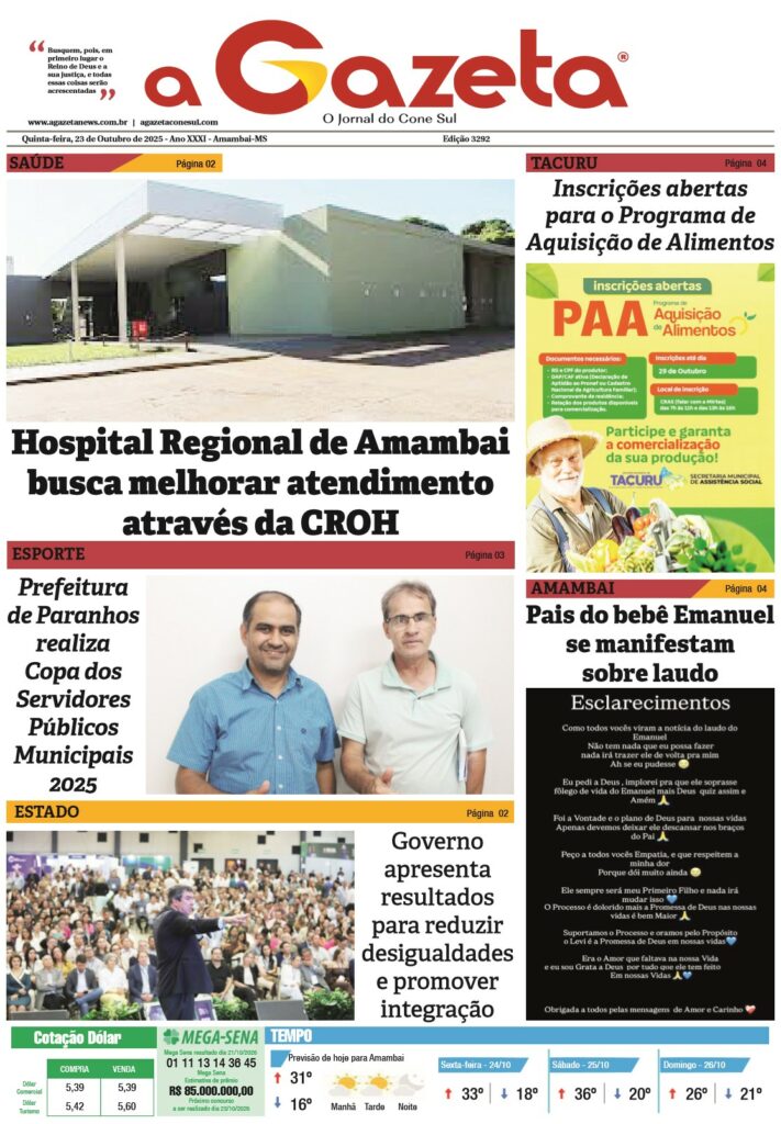 Jornal A Gazeta – Edição de 23 de outubro de 2025