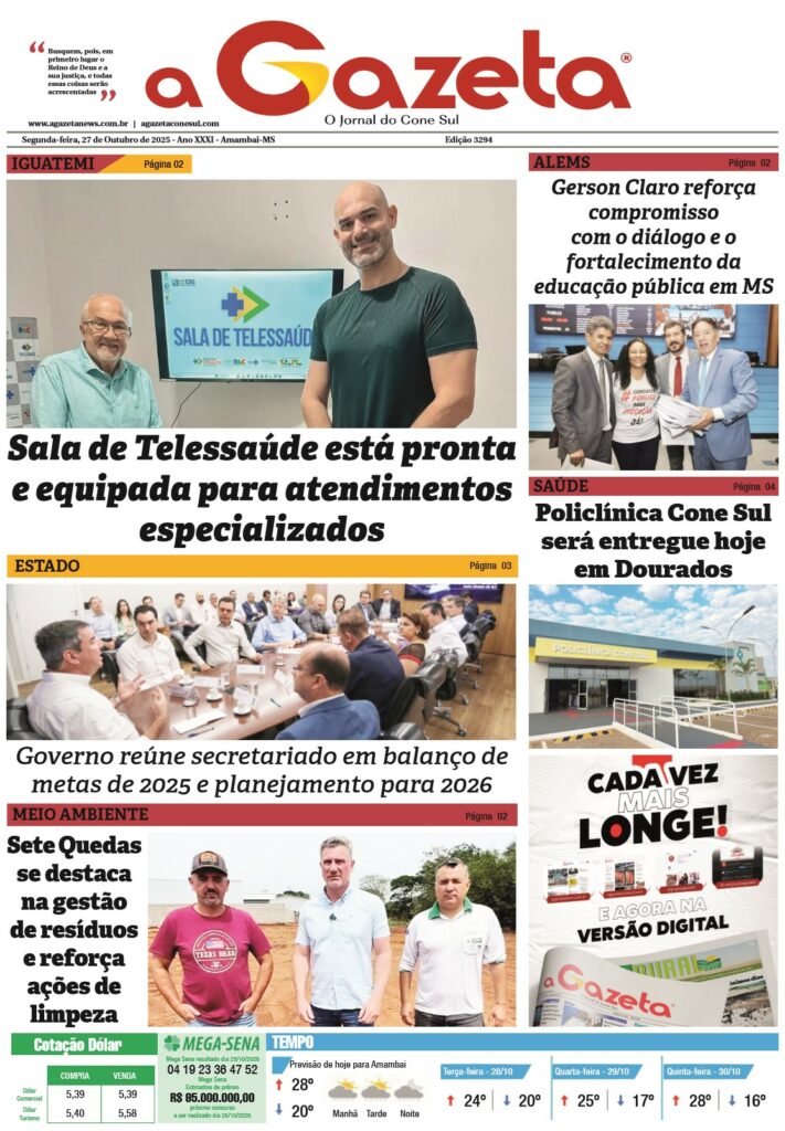 Jornal A Gazeta – Edição de 27 de outubro de 2025