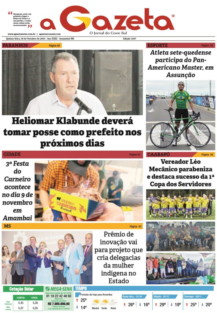 Jornal A Gazeta – Edição de 30 de outubro de 2025