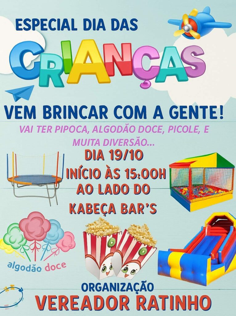 Tacuru: Vereador Ratinho promove evento especial do Dia das Crianças neste domingo (19) Tacuru: Vereador Ratinho promove evento especial do Dia das Crianças neste domingo (19)