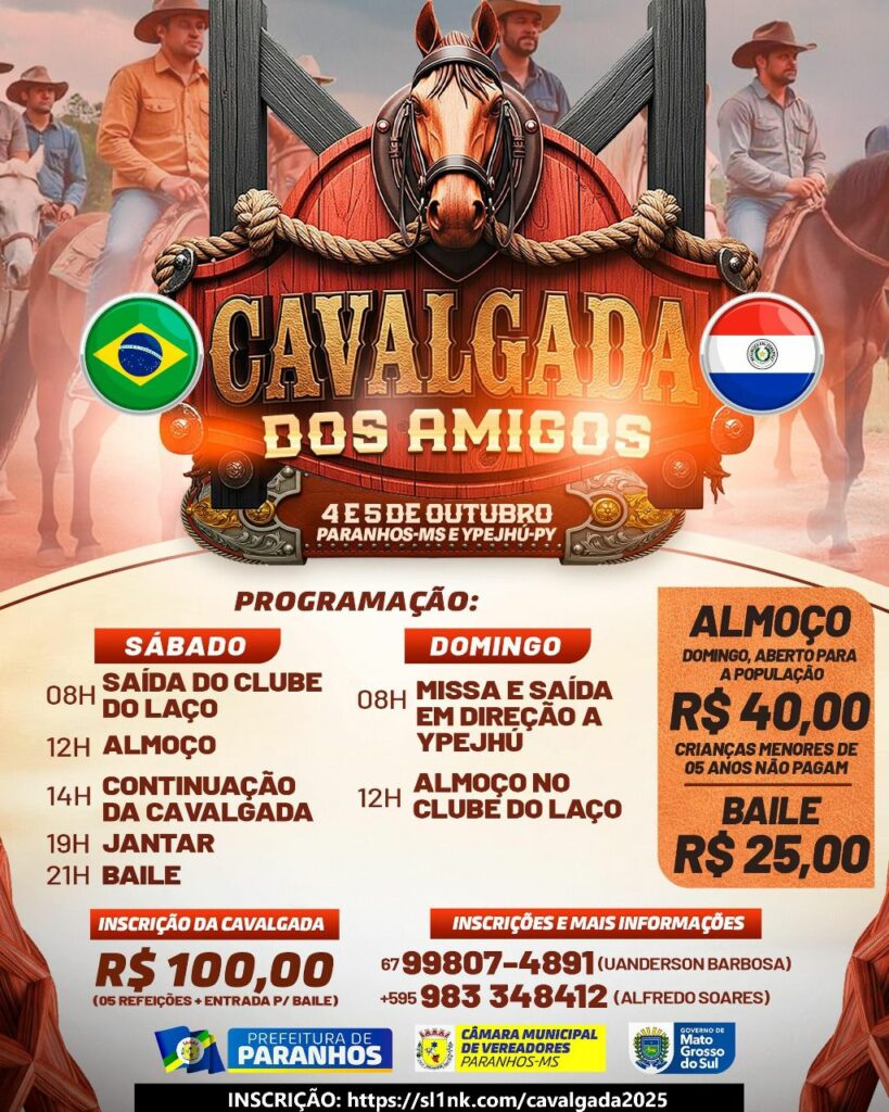 Cavalgada dos Amigos vai reunir famílias brasileiras e paraguaias neste final de semana em Paranhos e Ypejhú