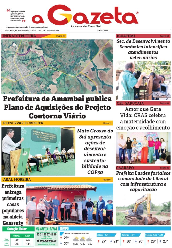 Jornal A Gazeta – Edição de 14 de novembro de 2025