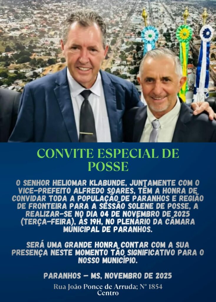 Heliomar Klabunde toma posse como prefeito hoje à noite em Paranhos