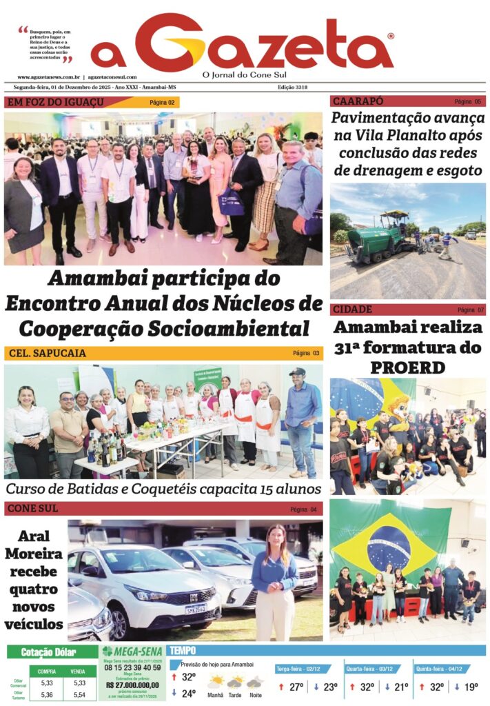 Jornal A Gazeta – Edição de 01 de dezembro de 2025