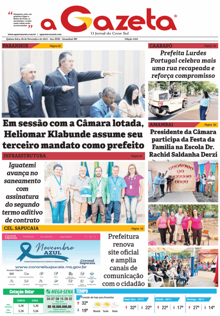 Jornal A Gazeta – Edição de 06 de novembro de 2025