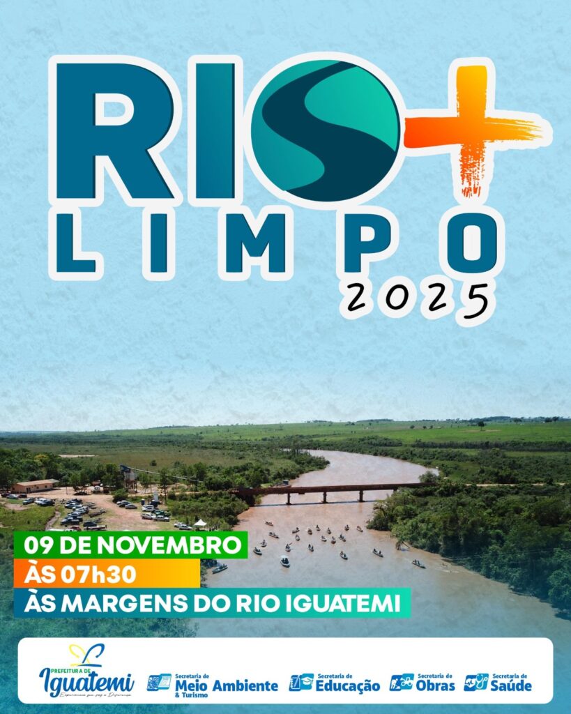 Ação Rio Mais Limpo 2025 será realizada neste domingo (9) em Iguatemi
