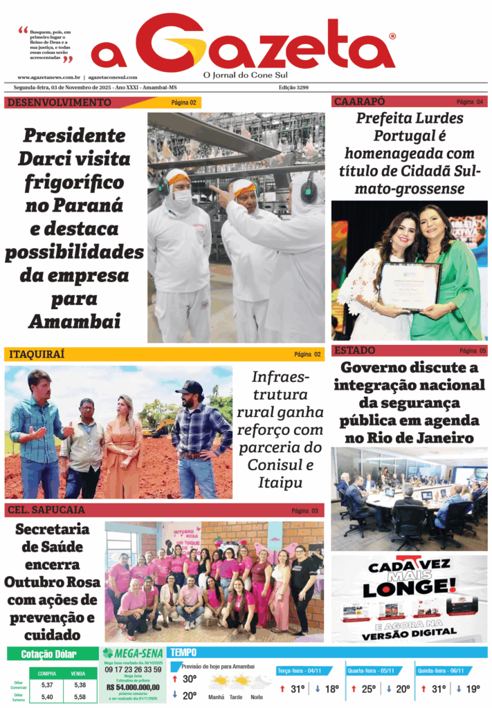 Jornal A Gazeta – Edição de 03 de novembro de 2025