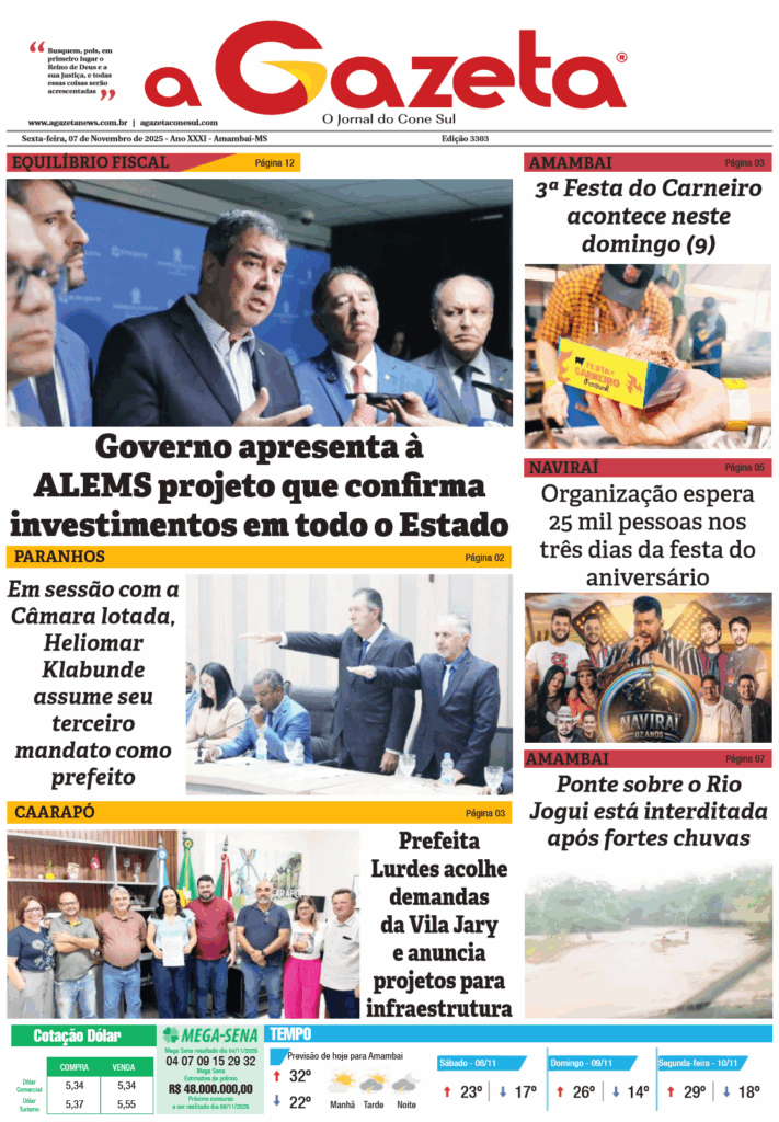 Jornal A Gazeta – Edição de 08 de novembro de 2025