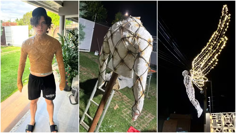 Naviraí: Com 15 mil luzes e anjo gigante moldado no neto, casa da 'tia Célia' viraliza e vira atração natalina
