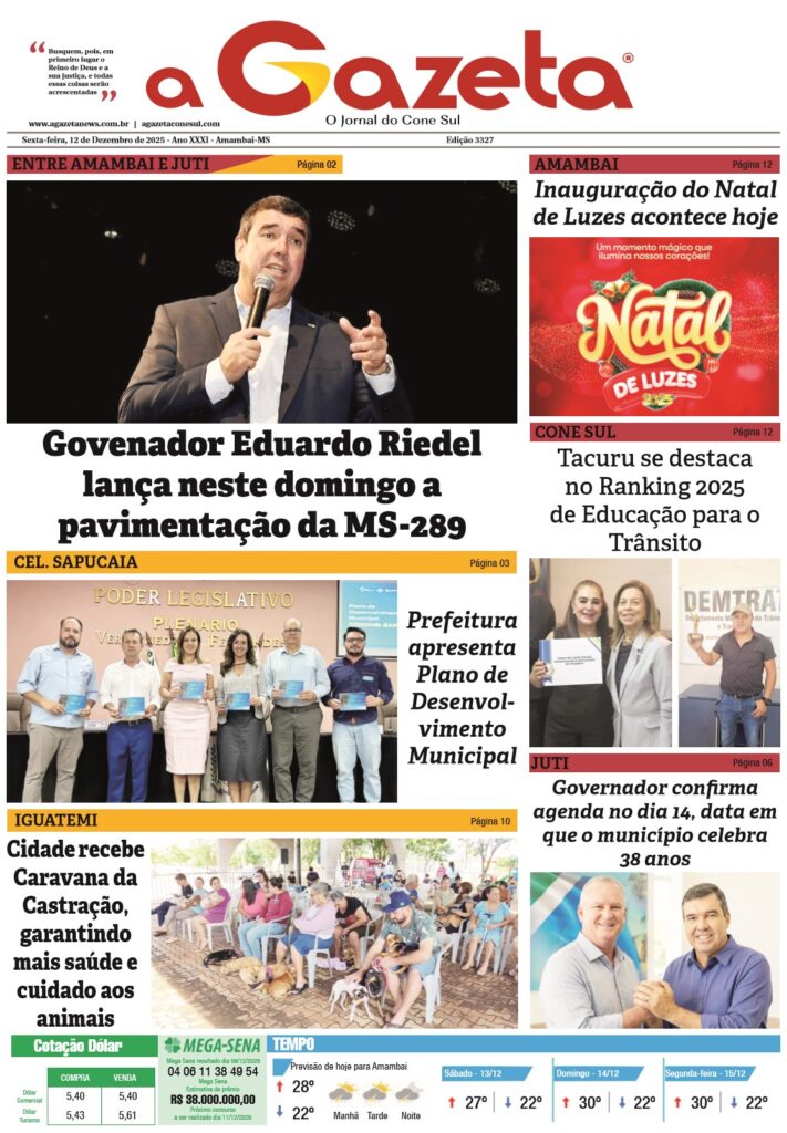 Jornal A Gazeta – Edição de 12 de dezembro de 2025