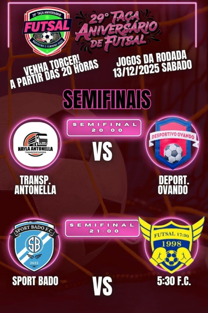 Taça Aniversário de Futsal define finalistas de 2025 hoje em Coronel Sapucaia Taça Aniversário de Futsal define finalistas de 2025 hoje em Coronel Sapucaia