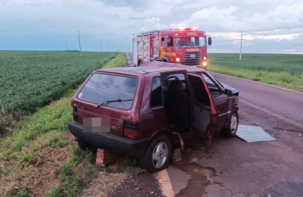 Bombeiros socorrem vitima de acidente em Amambai