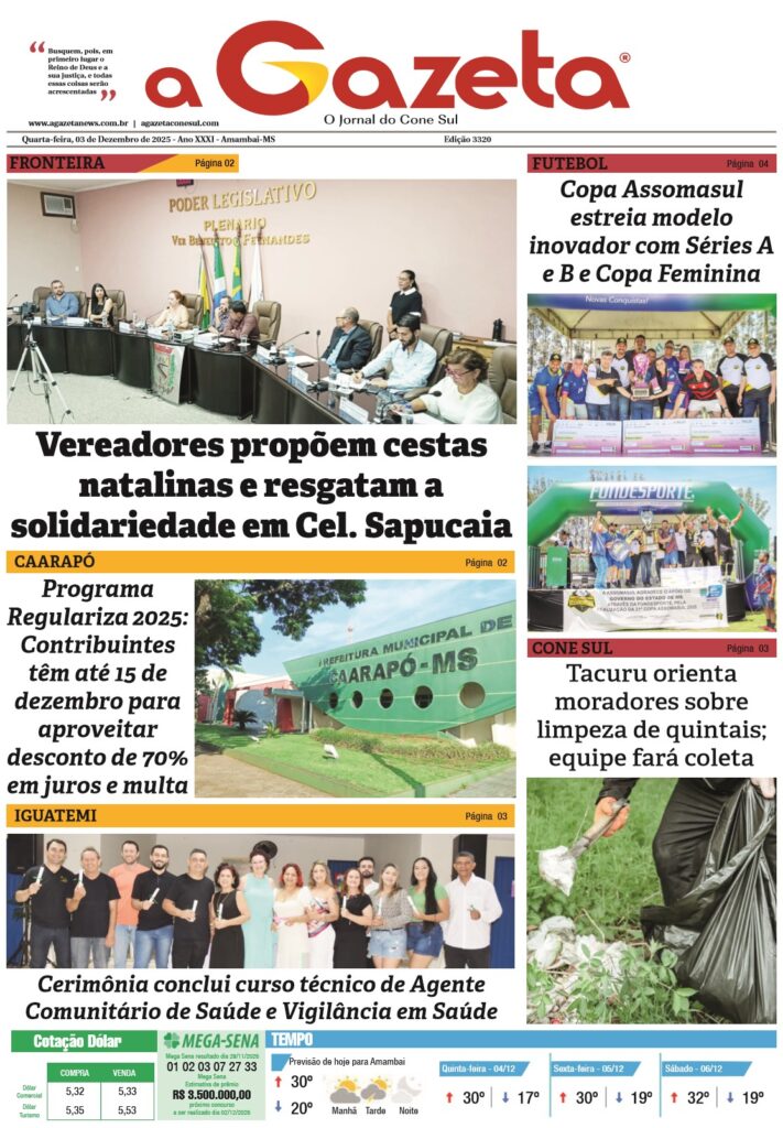 Jornal A Gazeta – Edição de 03 de dezembro de 2025