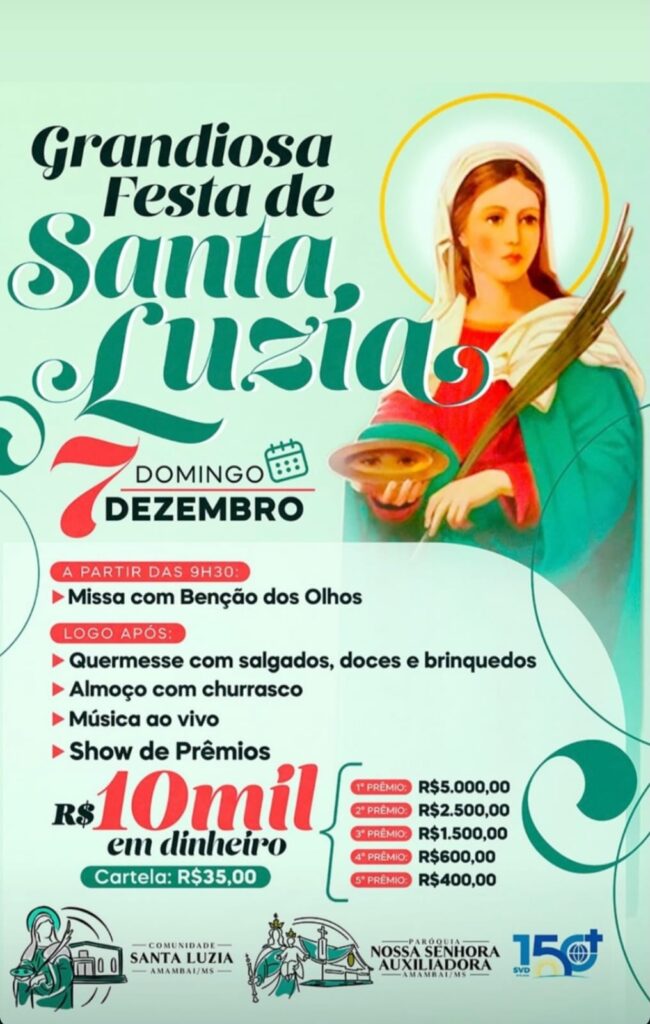 Festa de Santa Luzia reúne comunidade na Vila Limeira neste domingo (7) em Amambai