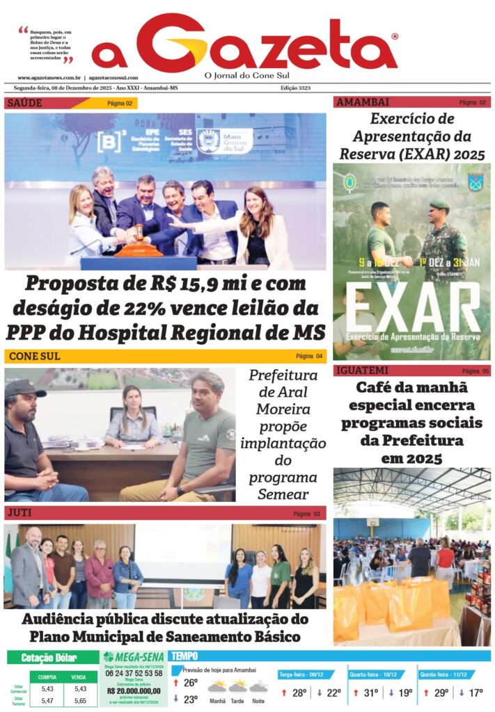Jornal A Gazeta – Edição de 08 de dezembro de 2025