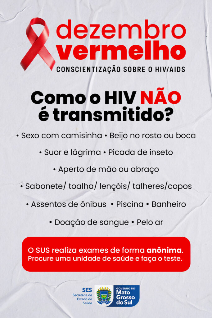 Dezembro Vermelho reforça prevenção combinada, testagem e cuidado contínuo às pessoas vivendo com HIV/AIDS em MS